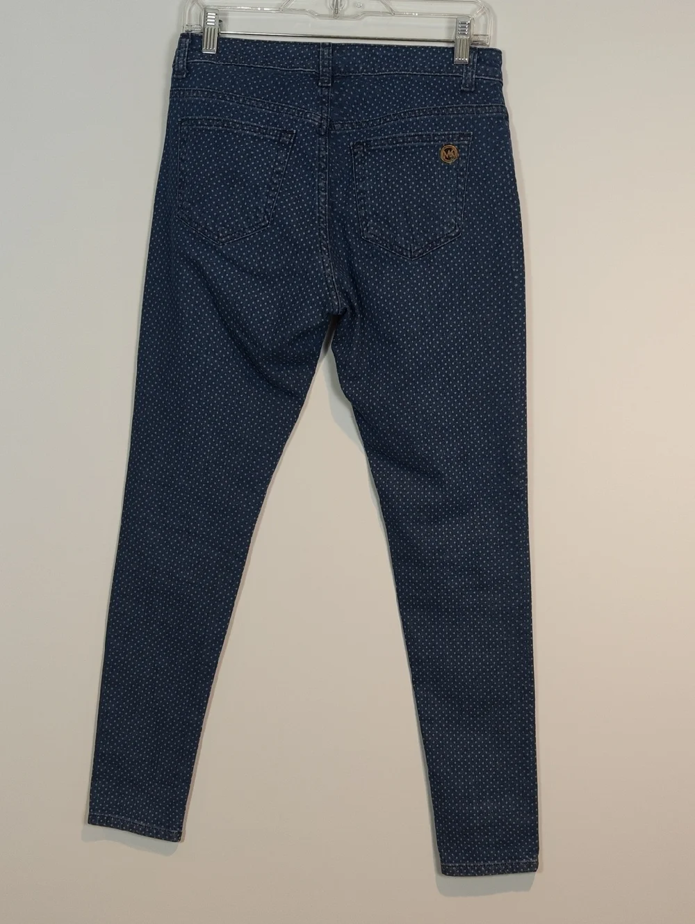 MICHAEL KORS Navy Polka Dot Skinny Jeans Medium Wash Size 4